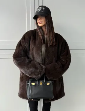 Куртка из норки с V - образным воротом