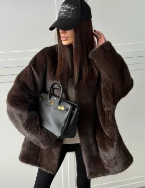 Куртка из норки с V - образным воротом