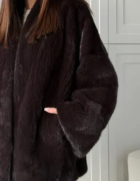 Женский норковый полушубок с V - образным воротником