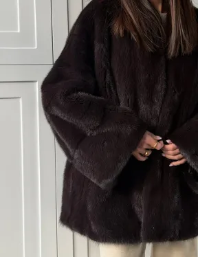 Женский норковый полушубок с V - образным воротником