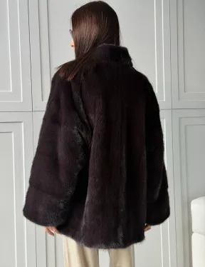 Женский норковый полушубок с V - образным воротником