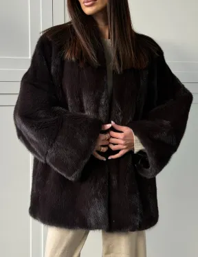 Женский норковый полушубок с V - образным воротником