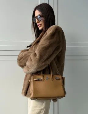 Женский норковый полушубок пастель