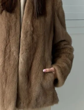 Женский норковый полушубок пастель