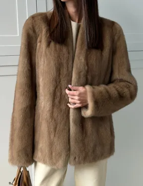 Женский норковый полушубок пастель