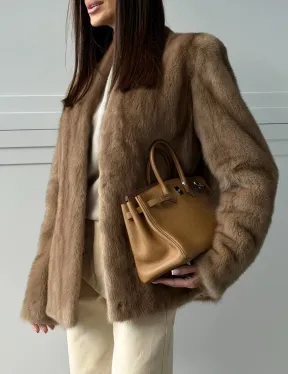 Женский норковый полушубок пастель