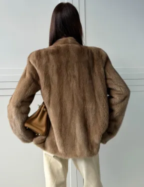 Женский норковый полушубок пастель