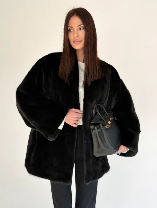Женский норковый жакет - черный