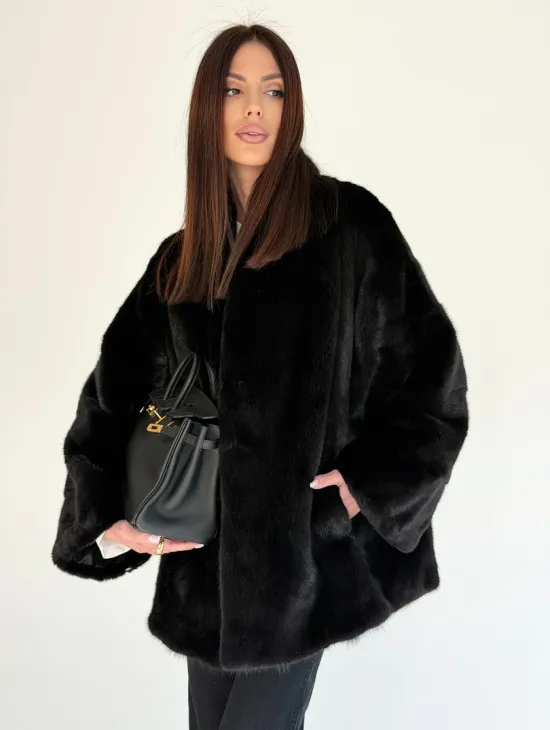 Женский норковый жакет - черный