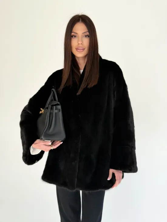 Женский норковый жакет - черный