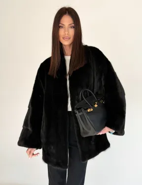 Женский норковый жакет - черный