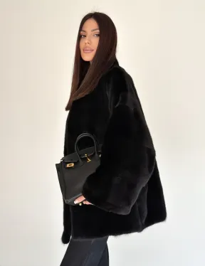 Женский норковый жакет - черный