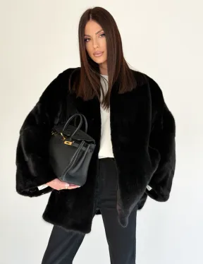 Женский норковый жакет - черный