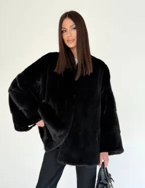 Женский норковый жакет - черный