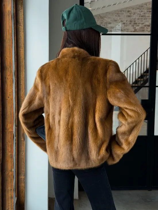 Меховой жакет из золотой норки