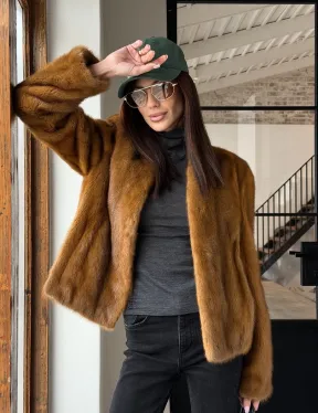 Меховой жакет из золотой норки