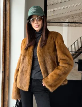 Меховой жакет из золотой норки