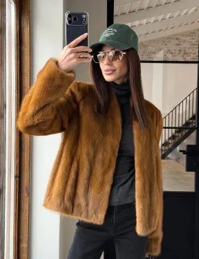Меховой жакет из золотой норки