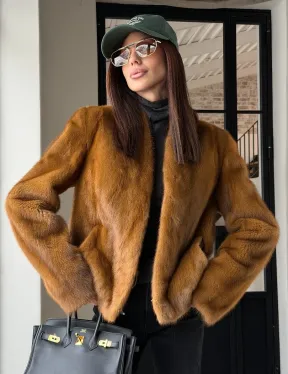 Меховой жакет из золотой норки