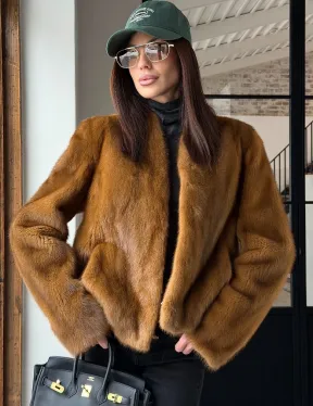 Меховой жакет из золотой норки