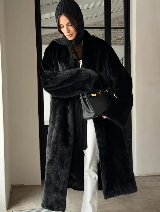 Шуба норка Blackglama V-образный ворот