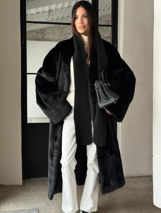 Шуба норка Blackglama V-образный ворот
