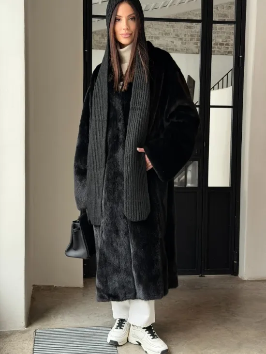 Шуба норка Blackglama V-образный ворот