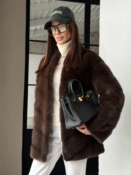 Женский норковый полушубок