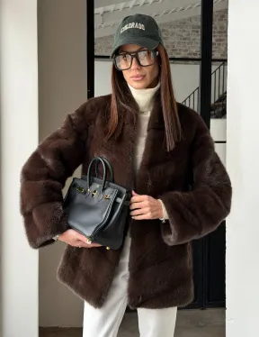 Женский норковый полушубок