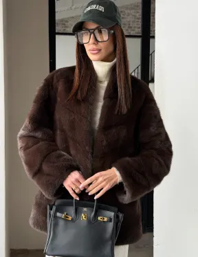 Женский норковый полушубок