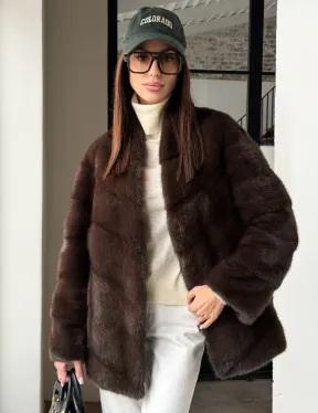 Женский норковый полушубок