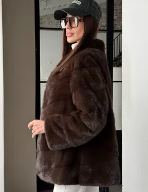Женский норковый полушубок