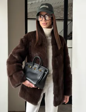 Женский норковый полушубок