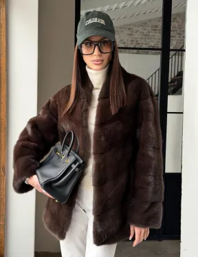 Женский норковый полушубок