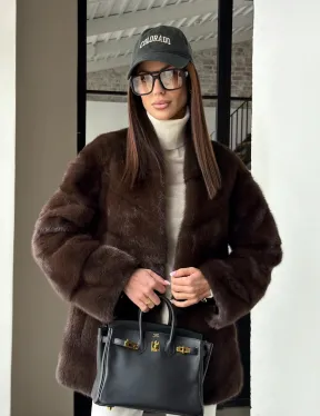 Женский норковый полушубок