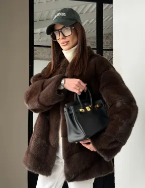 Женский норковый полушубок