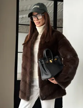 Женский норковый полушубок