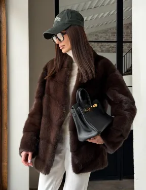 Женский норковый полушубок