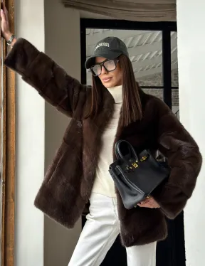 Женский норковый полушубок