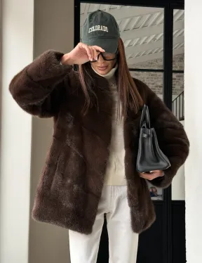 Женский норковый полушубок