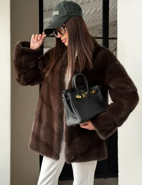 Женский норковый полушубок