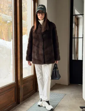 Женский норковый полушубок