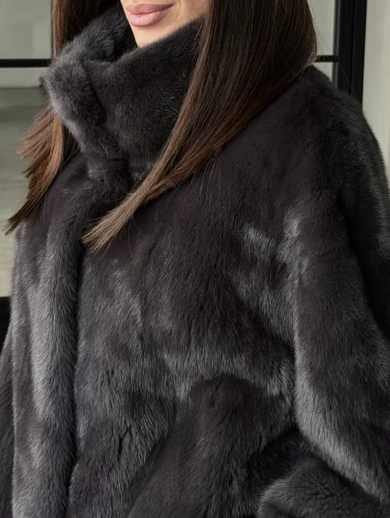 Меховой норковый жакет (серый)