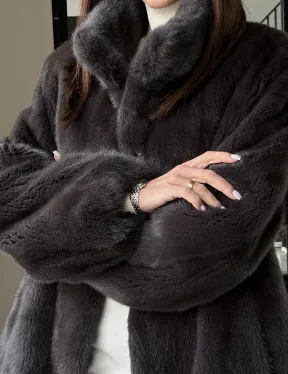 Меховой норковый жакет (серый)