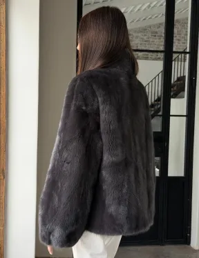 Меховой норковый жакет (серый)
