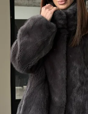 Меховой норковый жакет (серый)