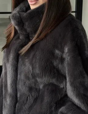 Меховой норковый жакет (серый)