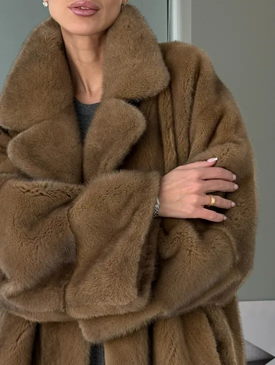 Женский норковый полушубок - английский воротник - фото 2