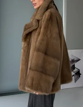 Женский норковый полушубок - английский воротник - фото 5