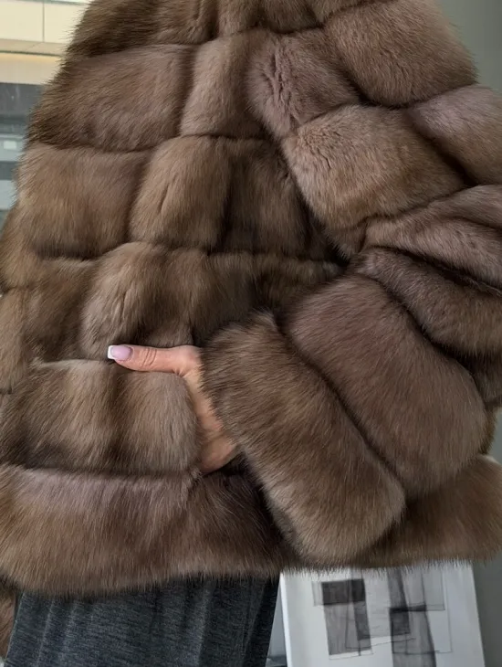 Полушубок из соболя «Тортора Графит» - фото 3